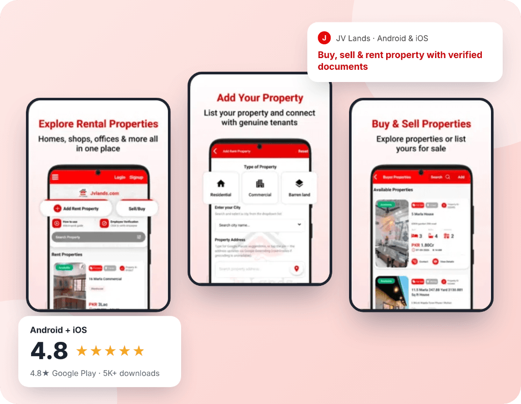 JV Lands mobile app